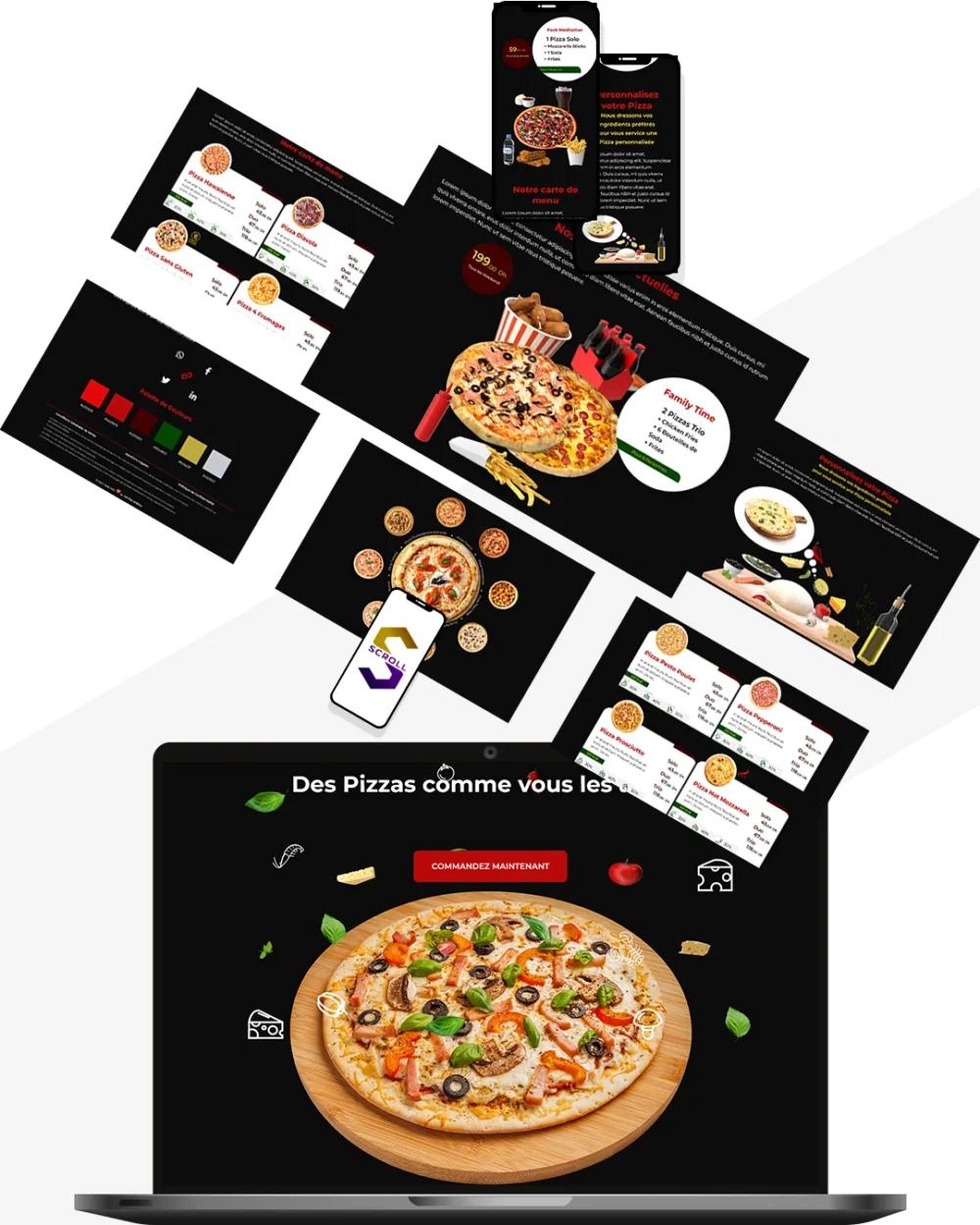 Direct-Scroll | Site Web Pour Pizzeria Et Professionnels De La Restauration Avec Un Design Épuré | Slide 1 | Des Sites Web Responsives, Ultra Rapide et Conçu avec les Langages de Programmation les Plus Courants